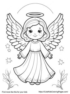 angel free coloring page for kids