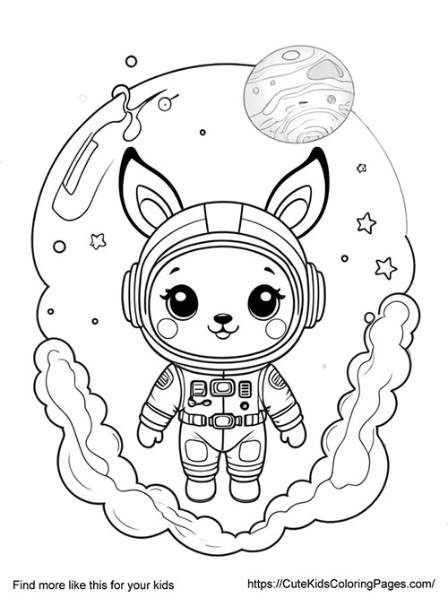 bunny astronaut free coloring page for kids