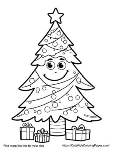 Xmas Tree free coloring page for kids