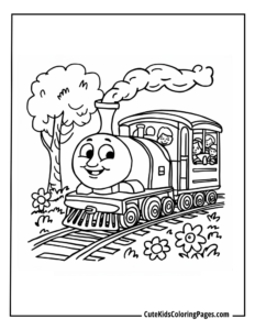 Train coloring page free pdf downlaod