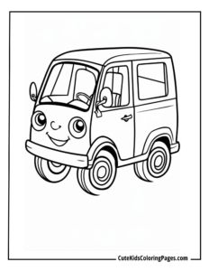 Van coloring page free pdf download