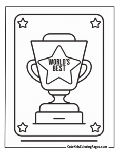 trophy with text worlds best on it inside the border having four stars on each four corners.