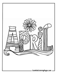 April coloring page free pdf download