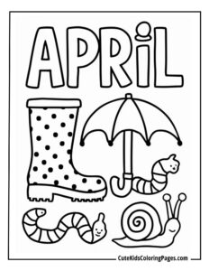 April coloring page free pdf download