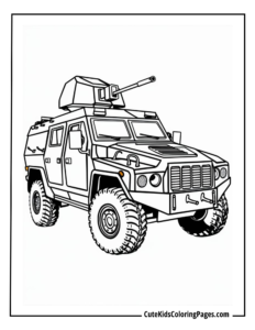 Army vehicle coloring page free pdf download