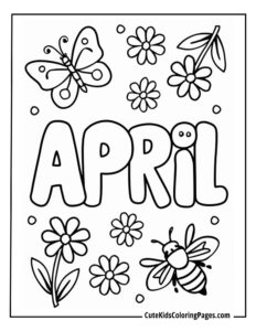 April coloring page free pdf download