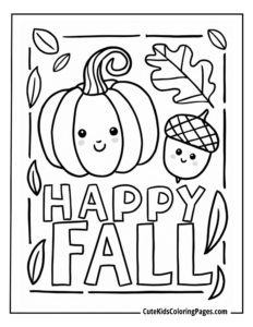 Fall coloring page free pdf download