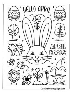 April coloring page free pdf download