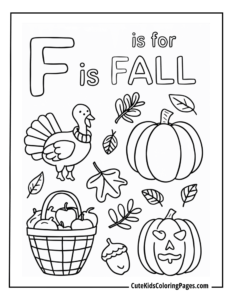 Fall coloring page free pdf download