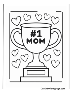 Mom trophy coloring page free pdf download