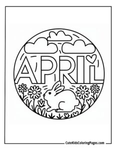April coloring page free pdf download