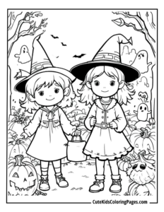 halloween party coloring page free pdf download