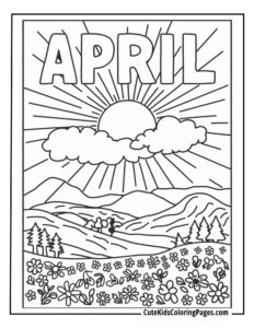 April coloring page free pdf download