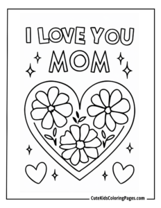 I love you mom flower coloring page free pdf download