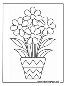 Flower pot coloring page free pdf download