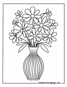 flower bouqet coloring page free pdf download