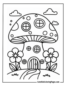 Mushroom flower coloring page free pdf download