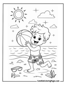 Beach coloring page free pdf download