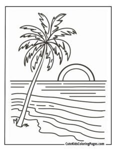 Beach coloring page free pdf download