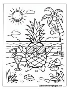 Beach coloring page free pdf download