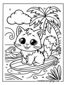 Beach coloring page free pdf download