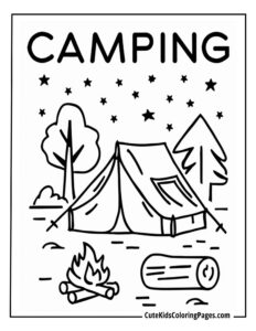 Camping coloring page free pdf download