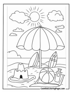 Beach coloring page free pdf download