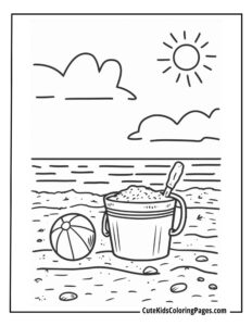 Beach coloring page free pdf download