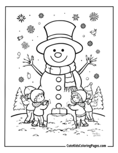 Snowman coloring page free pdf download