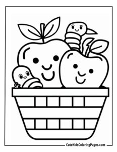 Apple coloring page free pdf download