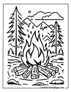 Camping coloring page free pdf download