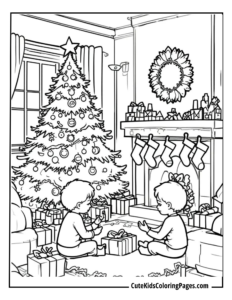 Christmas celebration coloring page free pdf download