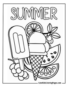 summer coloring page free pdf download