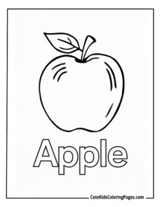 Apple coloring page free pdf download