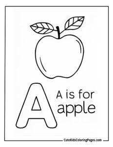 Apple coloring page free pdf download
