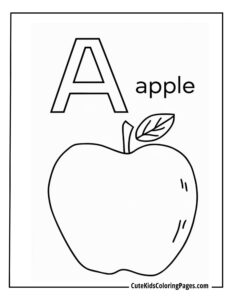 Apple coloring page free pdf download