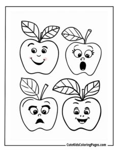 Apple coloring page free pdf download