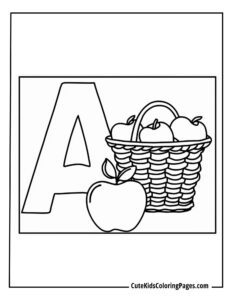Apple coloring page free pdf download