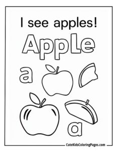 Apple coloring page free pdf download