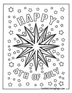 4 July coloring page free pdf download