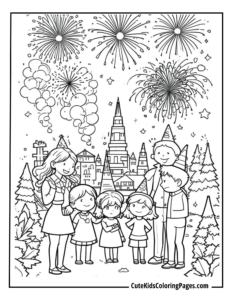 new year celebration coloring page free pdf download