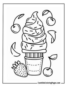 Ice cream cones coloring page free pdf download