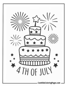 4 July coloring page free pdf download