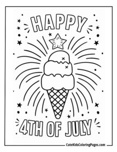 4 July coloring page free pdf download