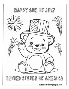 4 July coloring page free pdf download