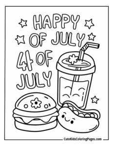 4 July coloring page free pdf download