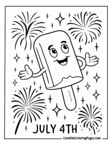 4 July coloring page free pdf download