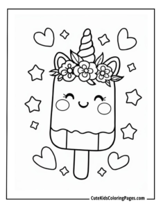 Sweet ice cream coloring page free pdf download