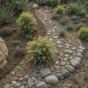 Rock Mulch in Garden Beds