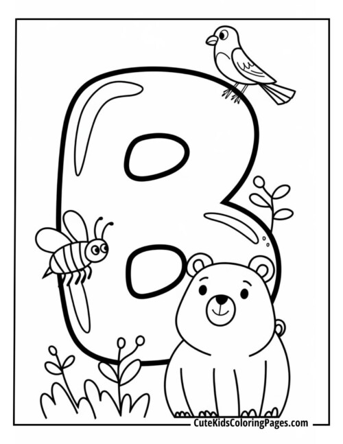 A Glossy and Playful 'B' with Animal Friends